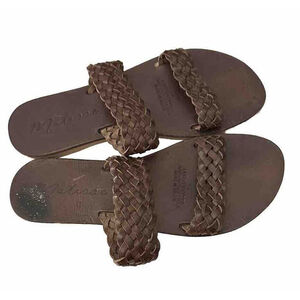 Matisse Tulum Brown Leather‎ Woven Slide Sandals Womens Size 7 Slip On
